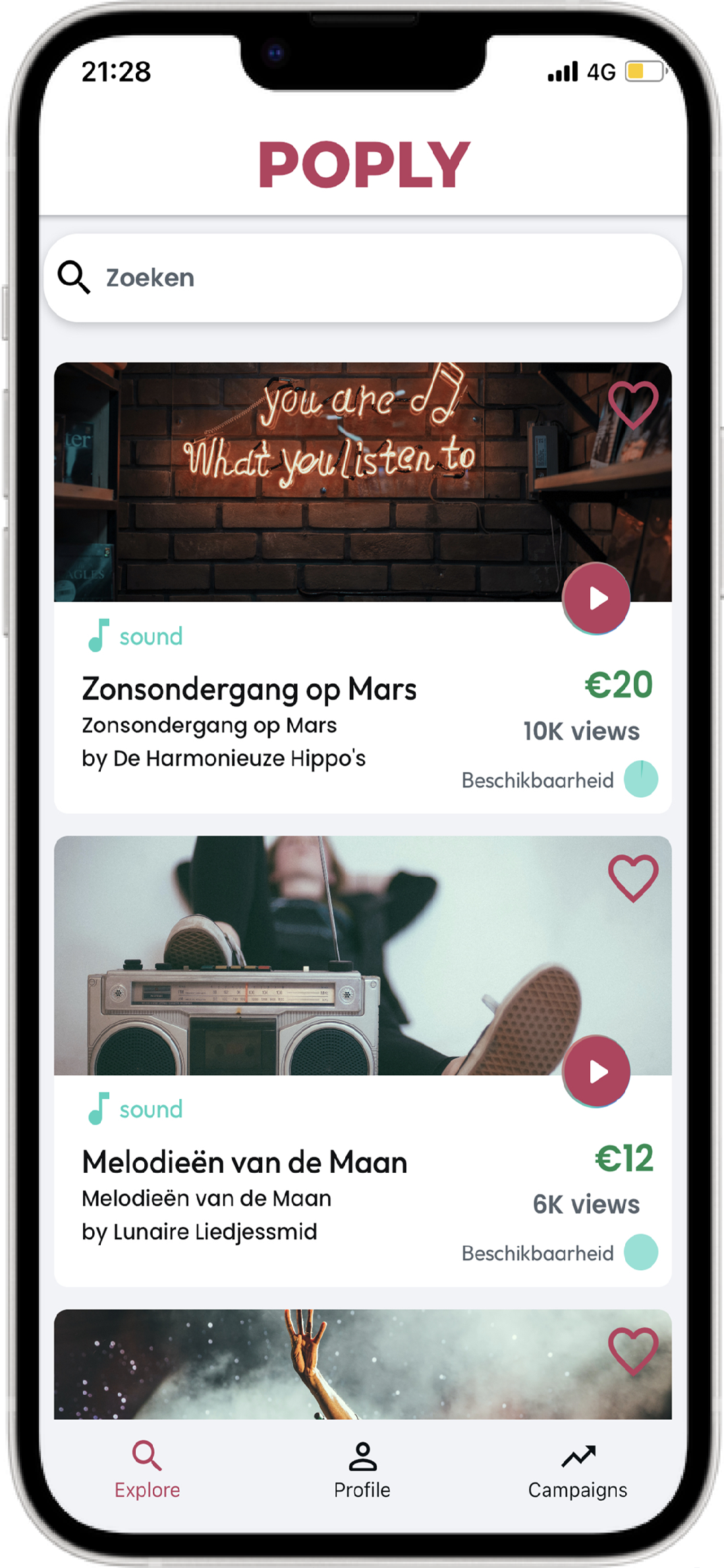 Poply app mockup
